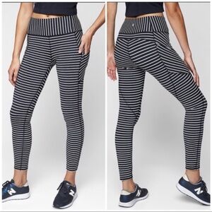 Athleta Contender 7/8 Tights Navy Stripe Size Small Tall